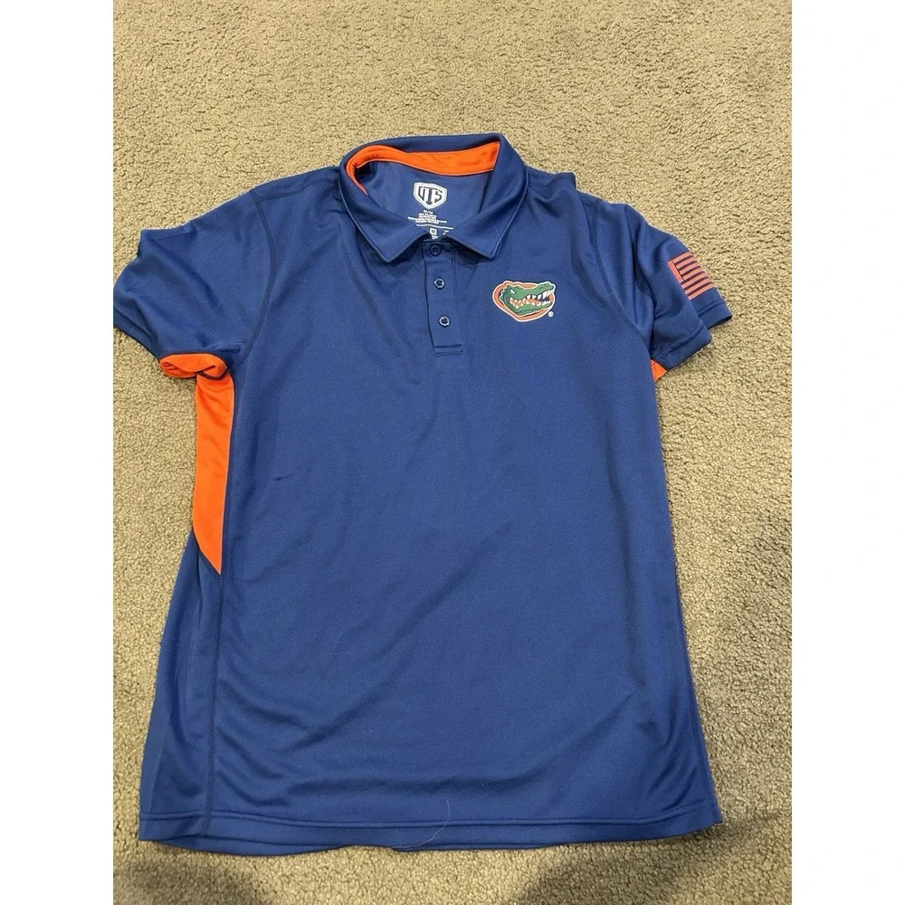Florida Gators Polo Shirt Mens Medium Nike Dri Fit‎ Blue Performance Football